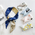 Small Silk Satin Scarf for Women New Fruit Print Handle Bag Ribbons Brand Fashion Head Scarf Long Skinny Scarves