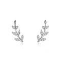 Korean Style Personality Diamond Leaves Sterling Silver 925 Stud Earrings for Women