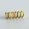 SP Fashion Earrings S925 Sterling Silver Zirconia Pave Setting 7mm Different Colour Diamond Hoop Earrings