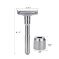 Men Razor Face Hair Removal Reusable Shiny Adjustable Safety Razor With Metal Handle