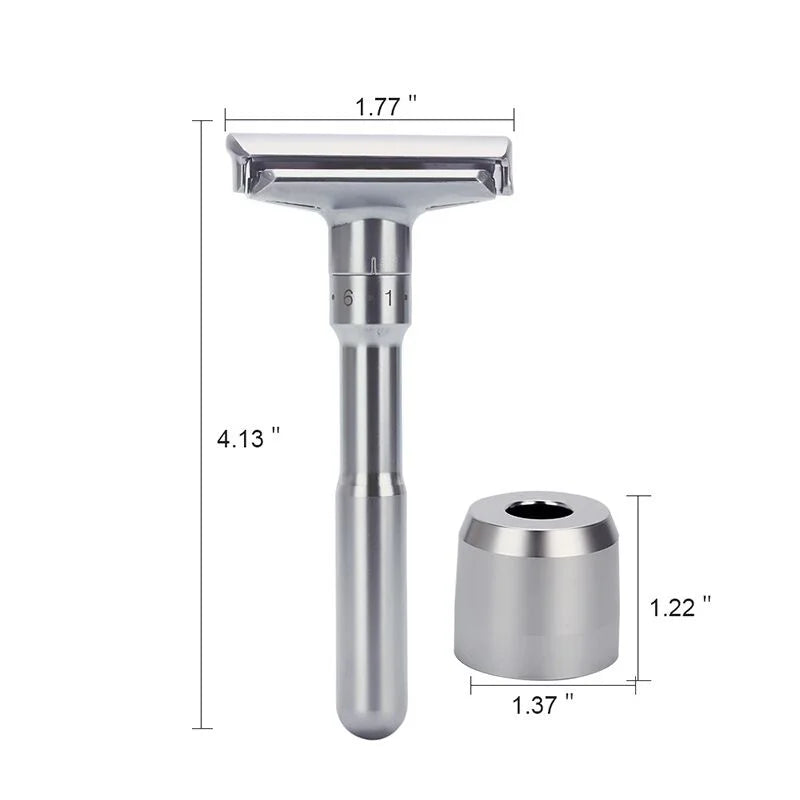 Men Razor Face Hair Removal Reusable Shiny Adjustable Safety Razor With Metal Handle