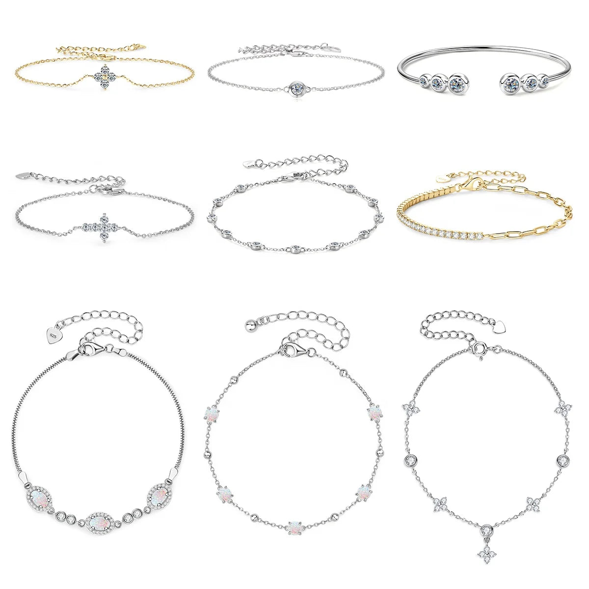 Factory Wholesale Custom Bracelets Heart Bolo Fashion Jewelry Bracelets Adjustable Silver Moissanite Bracelet