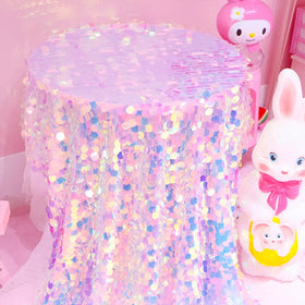Ins Mermaid Scale Dream Net Red Phantom Round Sequin Background Fabric Laser Shiny Shooting Decorative Sequin Table Cloth