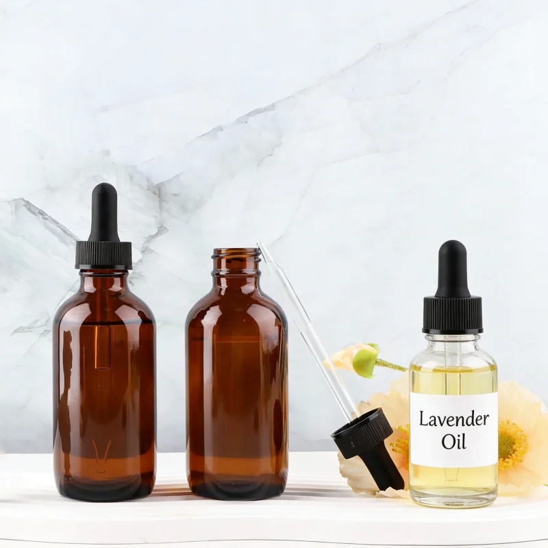1/5oz  1oz 2oz 4oz  Amber and Clear Glass Boston Round Bottle with Glass Pipettes for Essential Oils  Liquids  Lab Chemicals