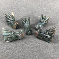 DIY Customized Natural African Blood Stone Crystal Skulls with Fly Dragon on Head