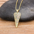 QIKU Bohemia Colorful Rhinestone Heart Shape Pendant  Charm Women Necklace Copper Cubic Zirconia Chain Jewelry Factory Wholesale