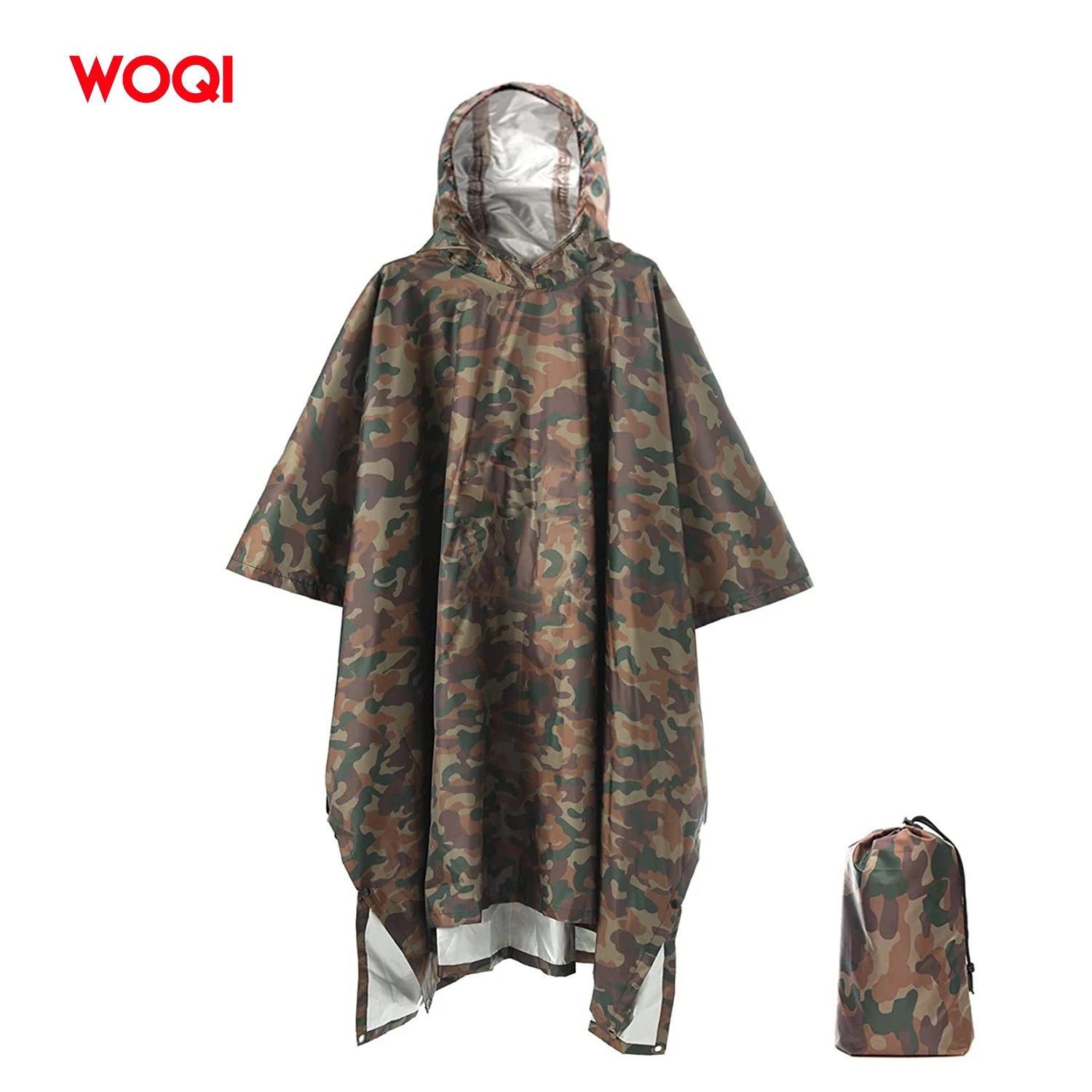 Woqi Waterproof Hooded Rain Poncho for Adults Solid Color for Hiking Climbing Camping Summer Raincoat for Men and Women