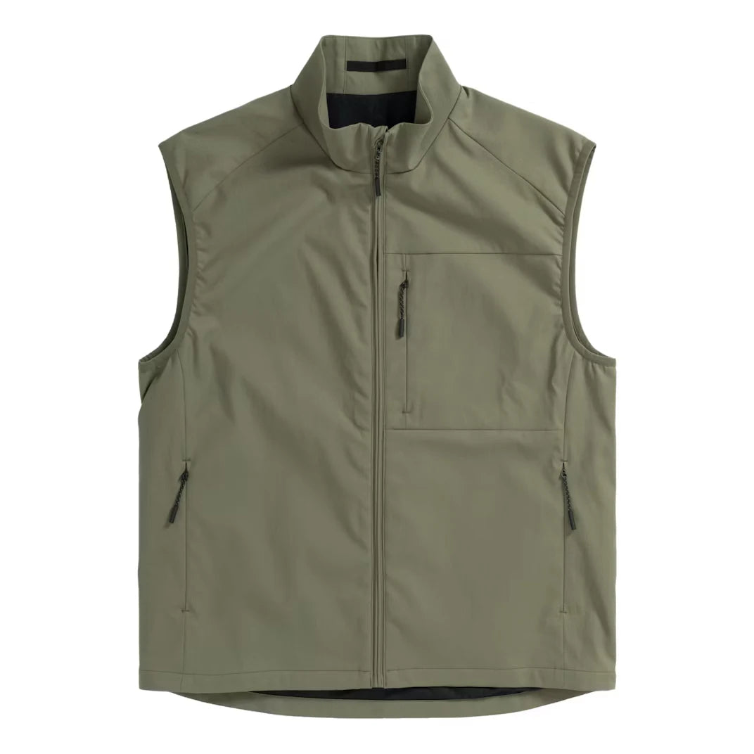 Men's High Performance Stand Collar Sleeveless Full Zip Vest With Chest Pocket