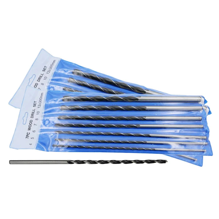 7pcs Set Brad Points Drill Bits with Length 300mm Diameter 4 5 6 7 8 10 12mm Woodworking Deep Hole Drilling Tools