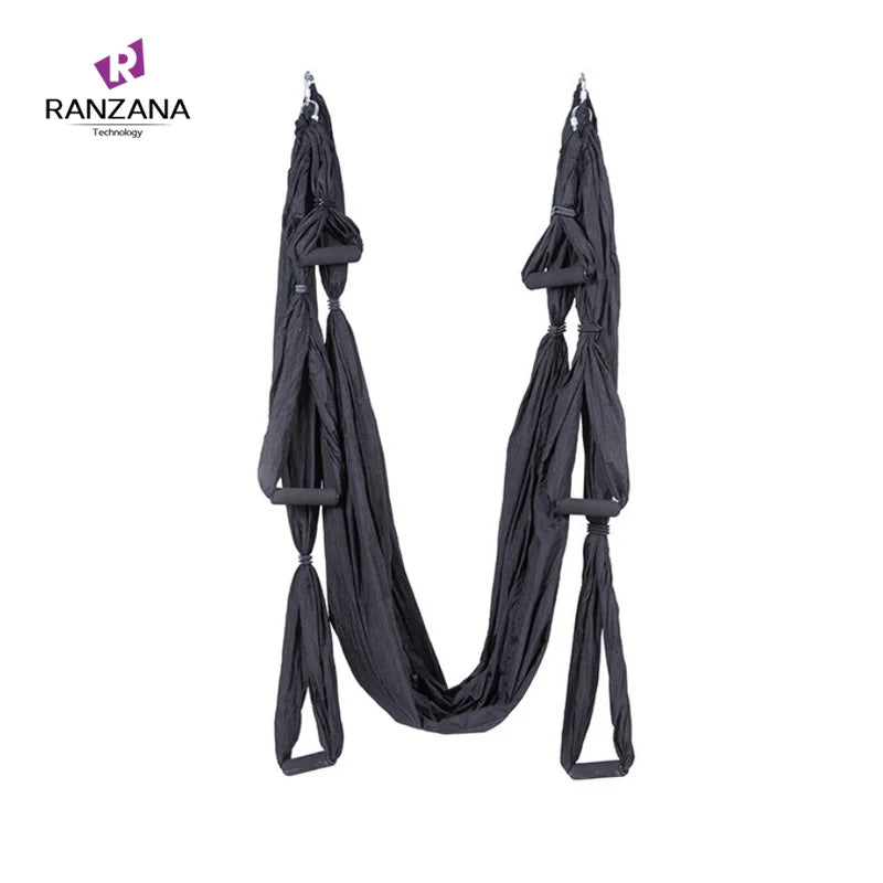 6-Handle Anti-Gravity Yoga Hammock Trapeze 2.5*1.5m Home Gym Strap Pilates Aerial Traction Device for Swing Training