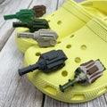 Customized Wholesale 3D PVC DIY Clog Sandal Weapons Accessories Shoes Decorations Gatling Cool Shoe Charms for Kids