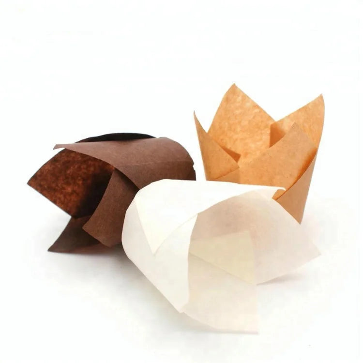Grease Proof 40gsm Tulip Baking Paper Cupcake Liners Double Sided Coated for Bread Muffins & Cupcakes Food Use