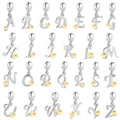 925 Sterling Silver Initial A-Z Letter Charm Golden Heart Alphabet Dangle Beads for Bracelets & Necklaces