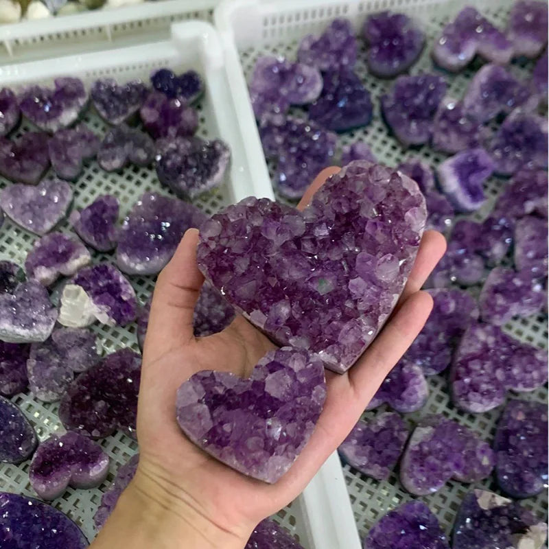 Wholesale Natural Amethyst Cluster Geode Healing Crystal Diamond 30-70mm Polished Craft Decorative Laser Printed Home Decor Wise