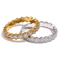 JINYOU 7021 Exquisite White Cubic Zirconia Bling Stainless Steel Classic Thin Chic Ring Luxury Engagement Wedding Jewelry Gift