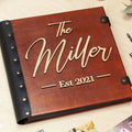 3D Text 40pages Wooden Photo Album for Recording Family Baby Growth Wedding Travel Photos and Scrapbook