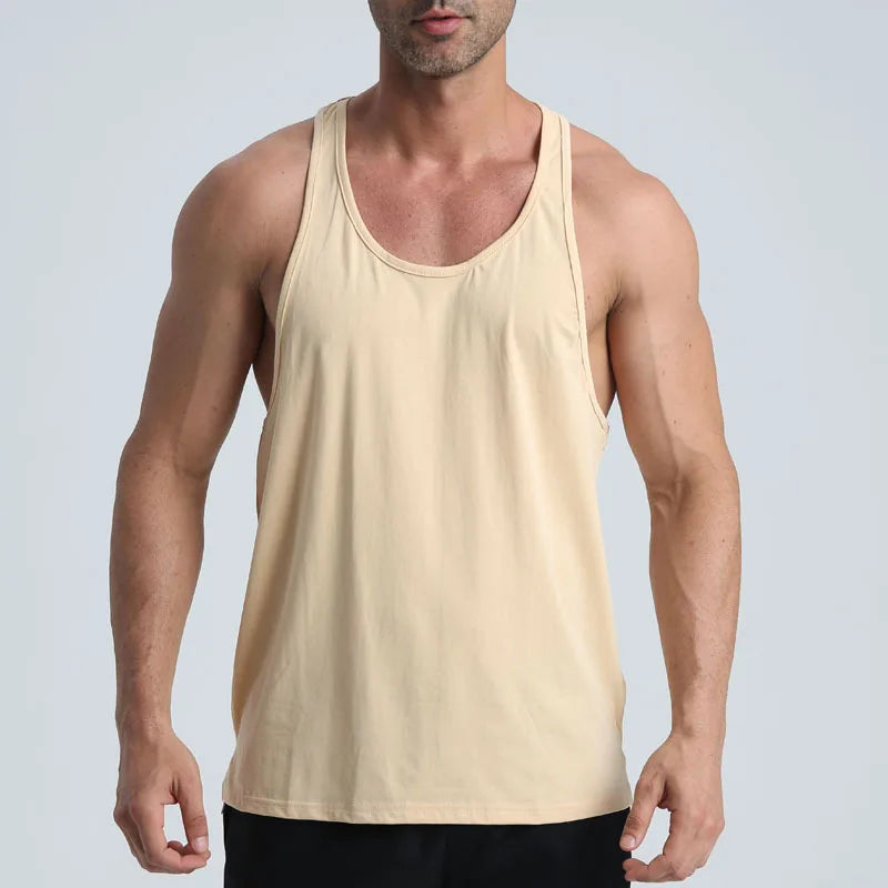Quick Dry Breathable 95% Cotton 5% Spandex Running Vest Sleeveless Gym Singlet Custom Men's Tank Tops