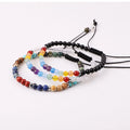 New Fashionable 4mm Chakra Beads Macrame Bracelet JBS12539 Adjustable Natural Zircon Stone Gold Stainless Steel Ball Pattern