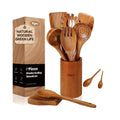 9-Piece Teak Spatula Set and 4-Piece Comfort Grip Wooden Spoons Nonstick Kitchen Cooking Utensils Measuring Spoons Spoon Rest
