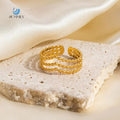 SUMMLY Trend Wholesale Niche Personalized Non-Fading Triple 18K Gold Plated Stainless Steel Ring Fashion Jewelry