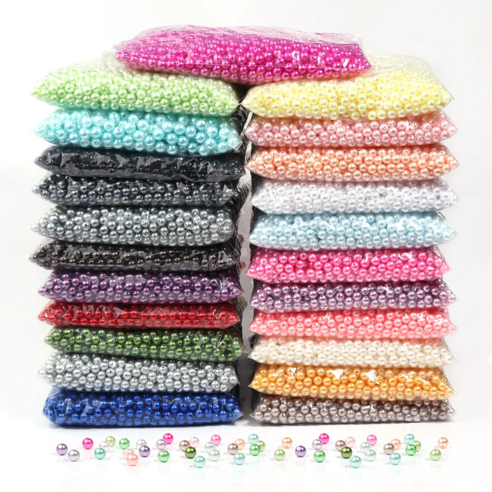 JC Wholesale Abs Pearl Beads 3mm-12mm Multi Colors Straight Hole Imitation Plastic Beads for Jewelry Making Pearl Beads Abs