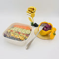 Eco-Friendly Disposable Takeaway Salad Soup Bowls Brown Kraft Paper Square/Rectangular PET Lids UV Coating Matt Lamination