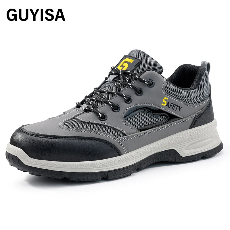 GUYISA Low Cut Safety Shoes Microfiber Upper   Anti Smashing and Anti Piercing  for Men