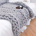 Luxury Bedroom Knitted Chunky Braided Blanket Chunky Knotted King Size Blankets Custom Purple Throws Chenille Blankets