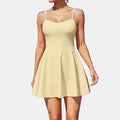 Custom Women Adjustable Shoulder Straps Tennis Dress With Shorts Contrast Neckline Fitness Sports Dress Golf Skirt Tennis Dress