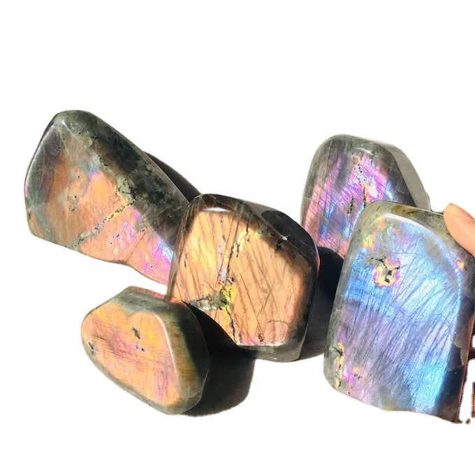 Top Quality Natural Polished Labradorite Freeform Rainbow Stone Stand Countertops for Gifts