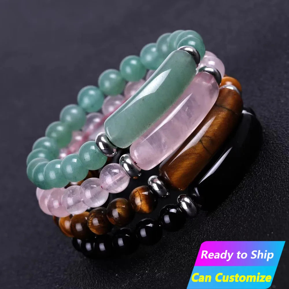 Wholesale Fashion Jewelry 8MM Citrine Men Obsidian Gemstone Quartz Beads Women Natural Crystal Healing Stone Beaded Bracelet