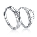 New Trendy Weeding Engagement Jewelry Rings Set Sparking Cubic Zircon 925 Sterling Silver Crown Adjustable Couple Ring