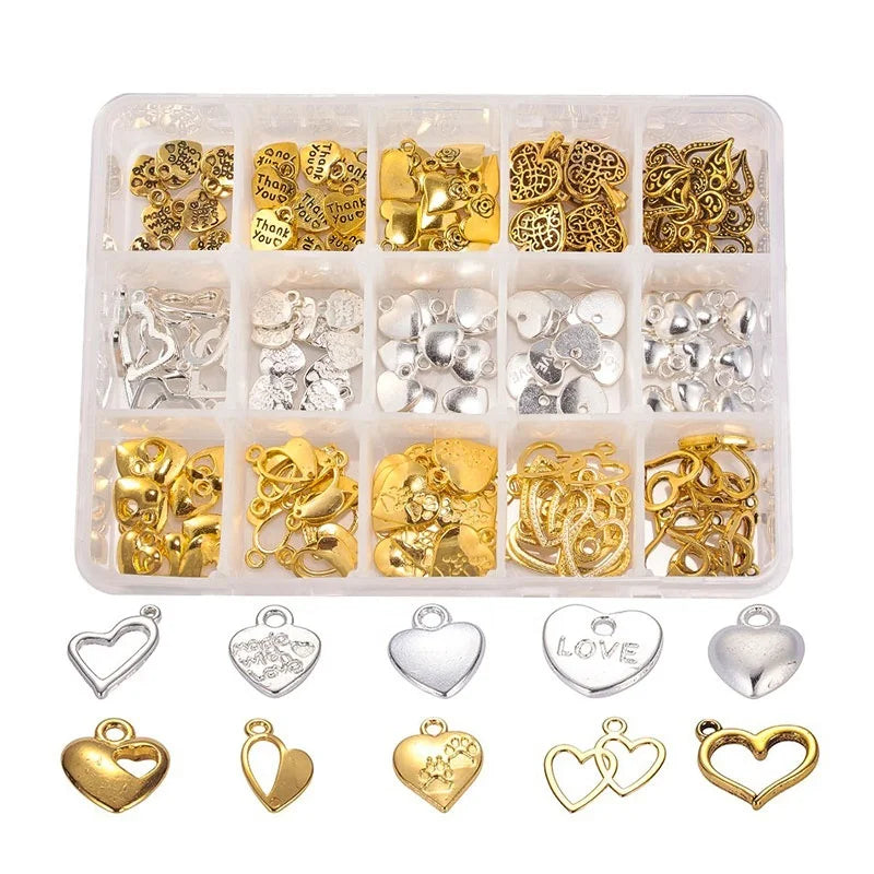Paso Sico Hot Selling 150pcs/box Multi Design Hearts Mixed Nail Set DIY Nail Pendant Dangle Charms for Valentine Mothers Day DIY