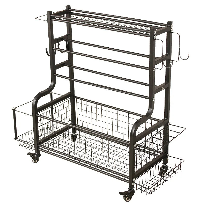 Multi-Functional Mobile Cart for Sports Fitness Equipment Storage Dumbbell Rack for Basketball and Yoga Gear