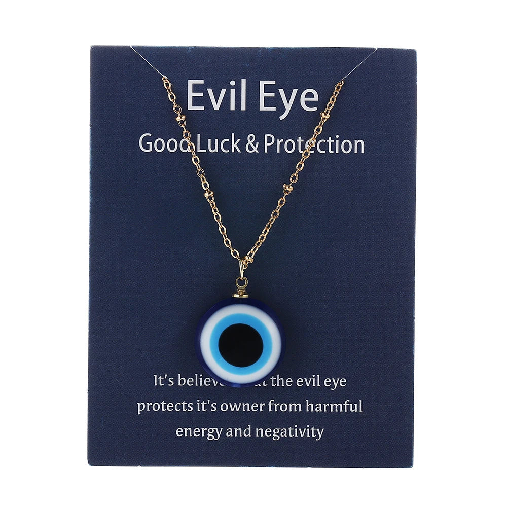 New Arrive Women Blue Turkish Protection Evil Eye Necklace Jewelry With Card