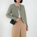 Retro Small Fragrant Wind Rough Tweed Casual Waterproof Polyester Coat 2023 Autumn New Regular Women's Coat