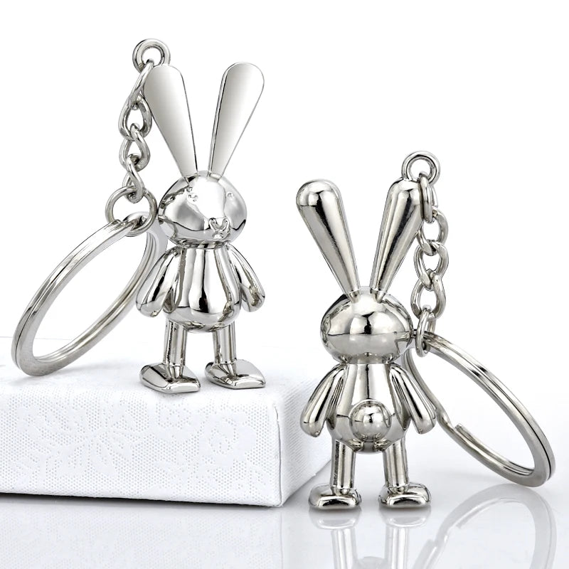 Easter  Tiny Rabbit Bunny Keychains Pets Ring Car Handbag Purse Decoration for Women Girls Charm Gifts