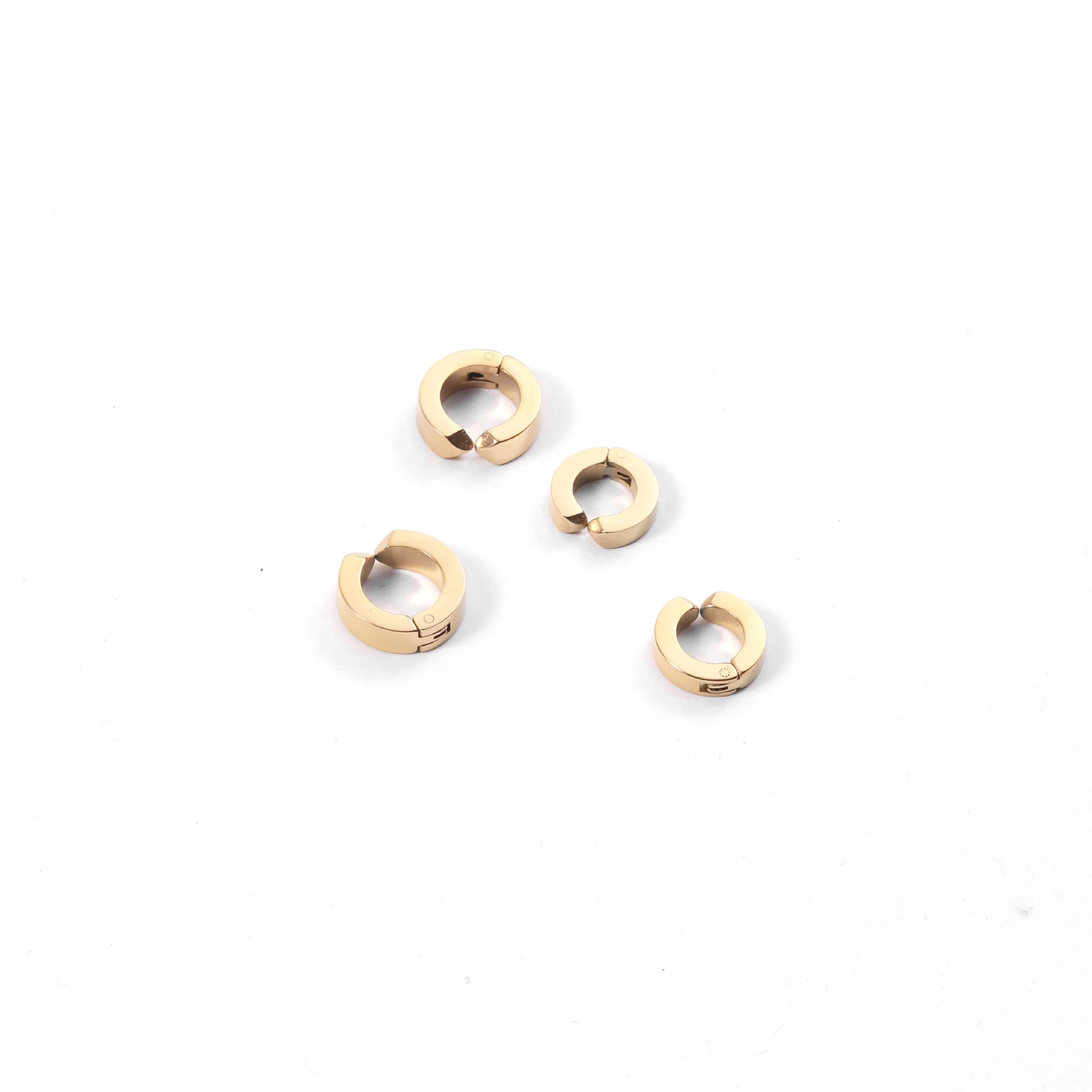 Simple 316L Stainless Steel 14K Gold Plated High Polish Chunky No Piercing 4MM Wide Ear Clip Ear Cuff Earrings Jewelry for Women