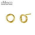 EManco Trendy Hollow Round Earrings 316L Stainless Steel Gold-plated Minimalist Jewelry Earrings
