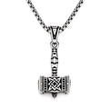SS8-482P Steel Soldier Thor Hammer Necklace  Mjolnir Pendant Northern Europe Myth Nordic Pendant Stainless Steel Chain Necklace