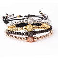 Renting Jewelry Making 4mm Stainless Steel Beads CZ Pave Charm Adjustable Macrame Bracelet Men Women