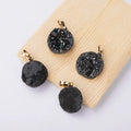 Natural Agate Stone Pendant for Jewelry Making Necklace Round Geode Black Agate Pendant Charms