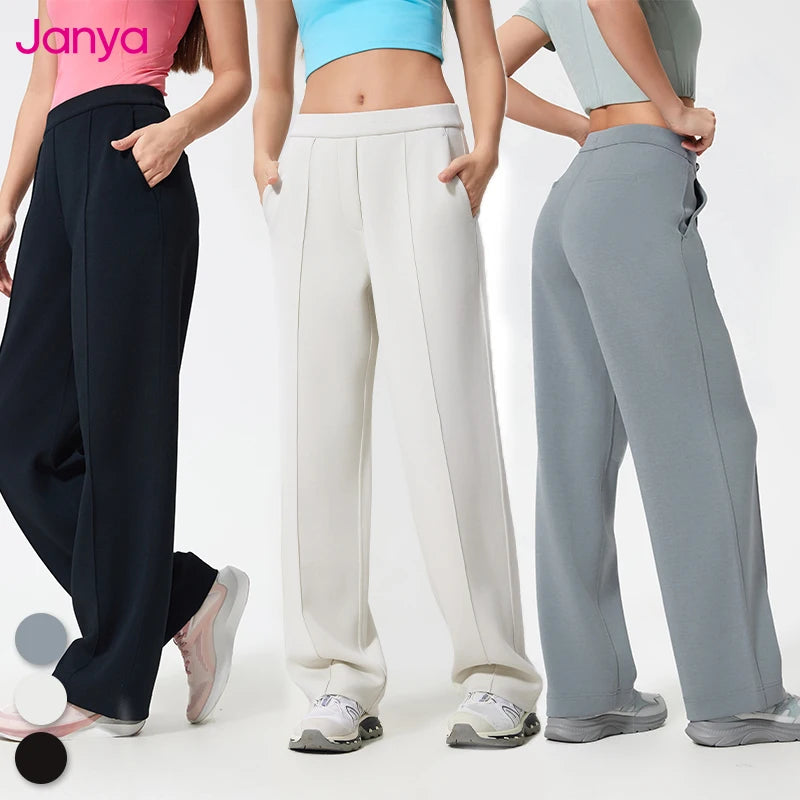 Janya Wide Leg Pants Drawstring Womens Workout Training Jogging Pockets Trousers Women Custom Logo Wholesale Sports Hiking Pants MegaBDM