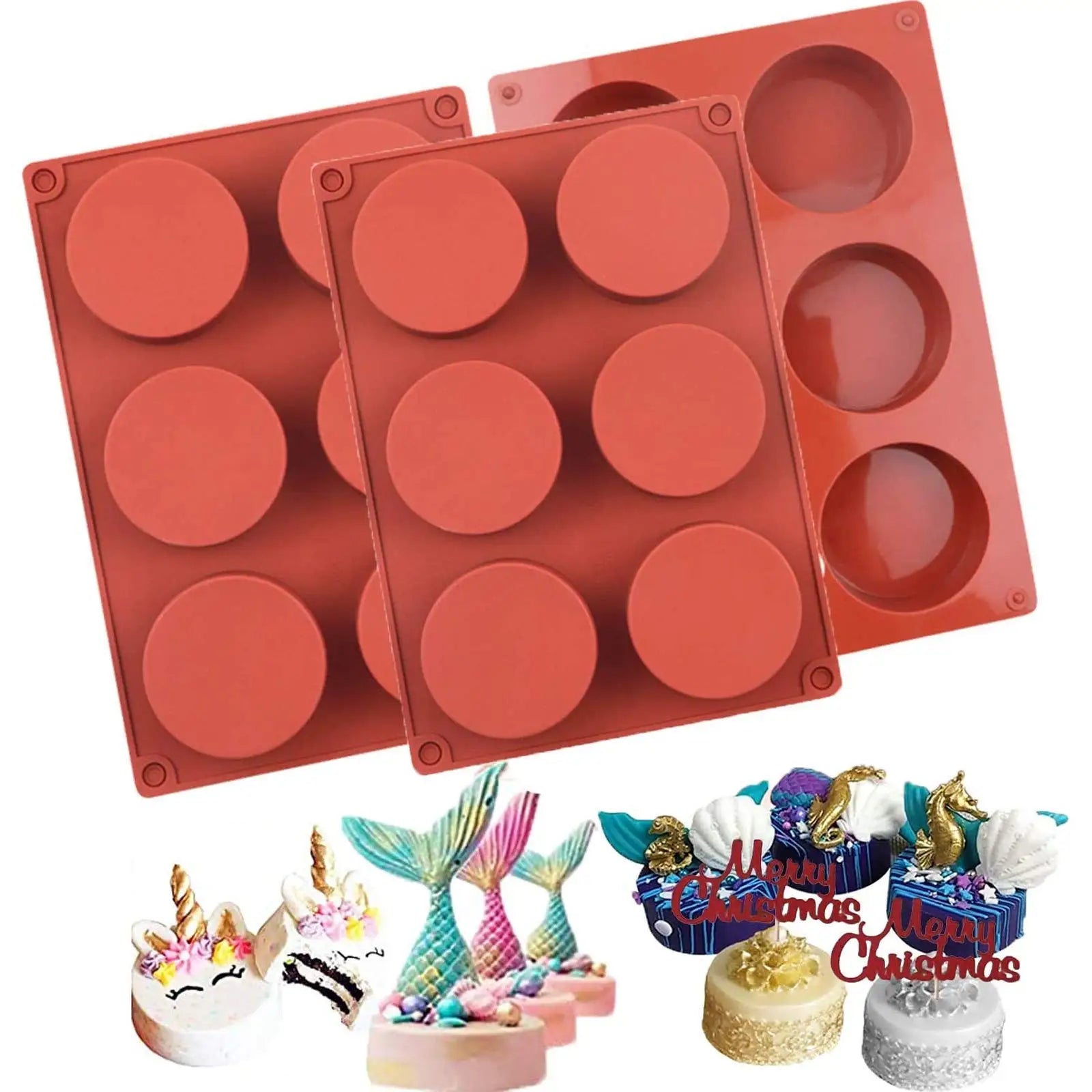 3D DIY Handmade Baking Tools Mousse Making Mould New 6 Cavity Cylinder Silicone Cake Mold