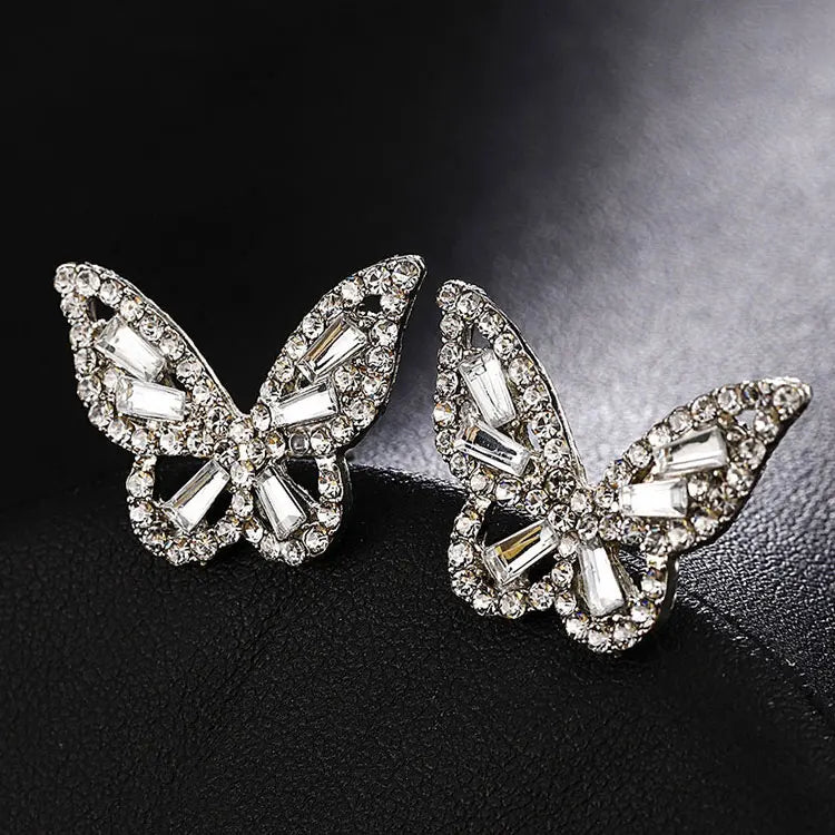 SC Fairy Zircon Crystal Butterfly Earrings 2022 Fashion Jewelry Earrings Bling Bling Full Diamond Butterfly Stud Earrings Women