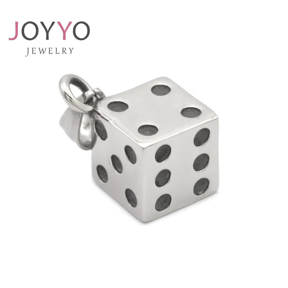 Bar Buddy Party Jewelry Stainless Steel Dice Pendant Unique Mens Necklace