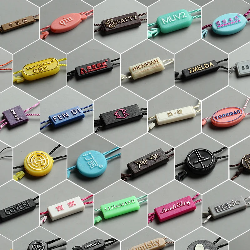 Customized Eco-friendly Garment Swing Round Custom Clothing Accessories Security String Plastic Seal Bullet Head hang Tag Rope