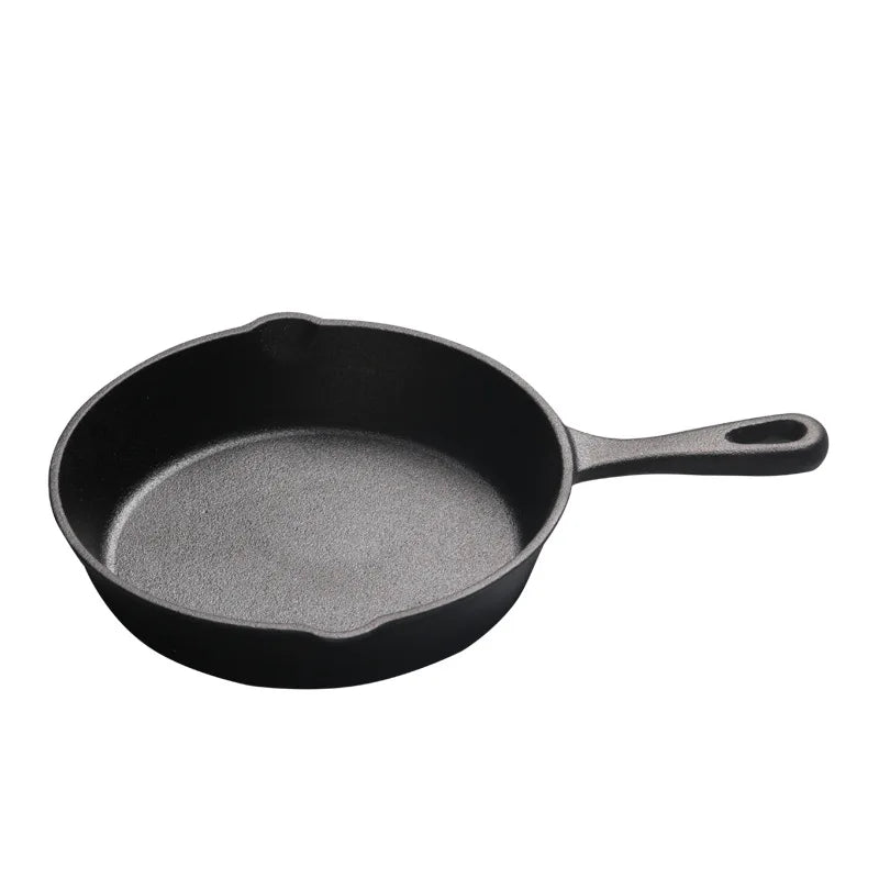 Custom Round Thicken Cast Iron Frying Pan Skillet with Wood Base