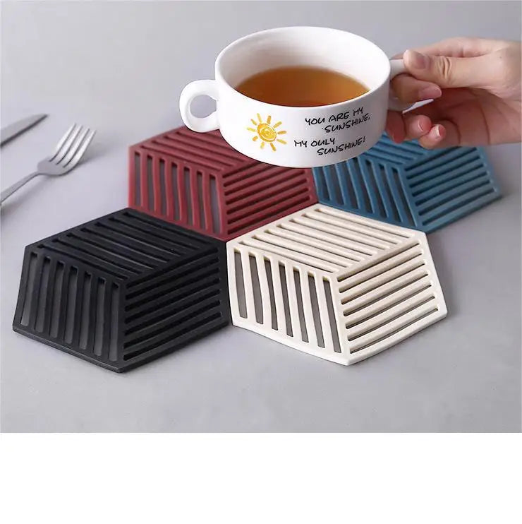 Hexagonal Dining Table Insulation Pad Hollow Design Plate Insulation Household Kitchen High Heat Anti-scalding Bowl Mat