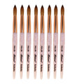 100% Kolinsky Hair Acrylic Handle Clear Crystal Texture Nail Brush Germany Wholesale Round Pink Kolinsky Nail Art Brush